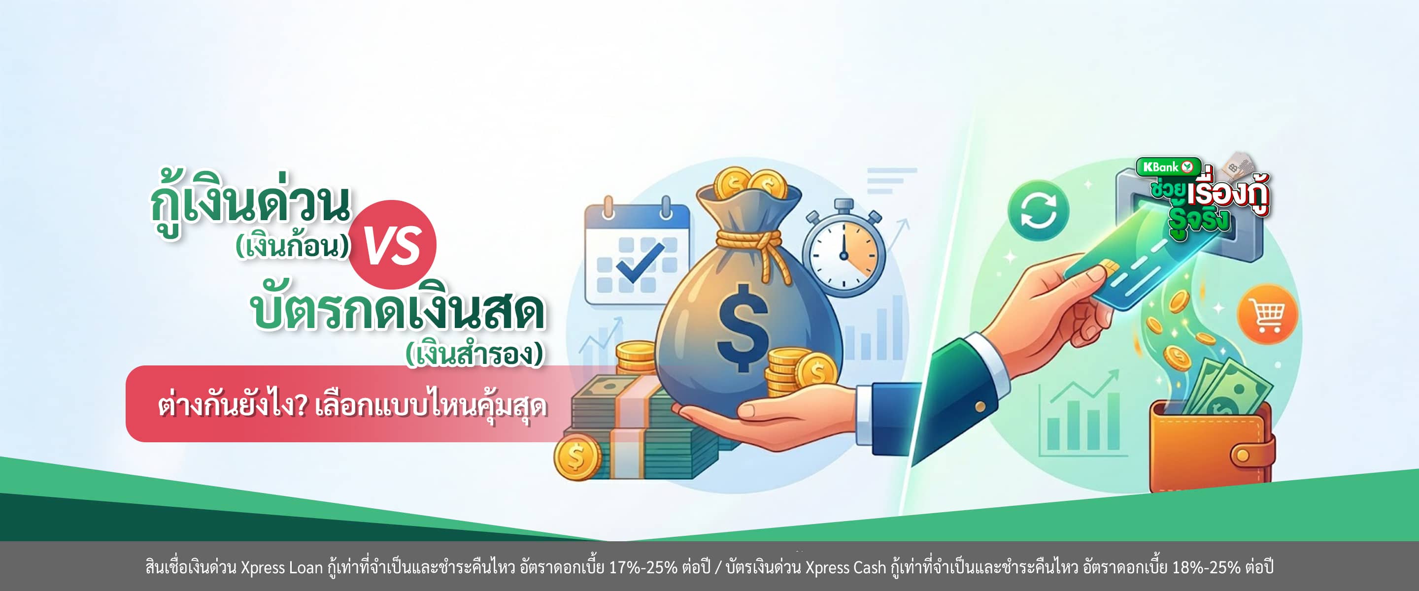 กู้เงินด่วน (เงินก้อน) vs บัตรกดเงินสด (เงินสำรอง) ต่างกันยังไง? เลือกแบบไหนคุ้มสุด