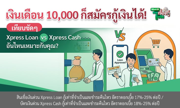 เงินเดือน 10,000 ก็สมัครกู้เงินได้! สำหรับคนที่รับเงินเดือนผ่านกสิกรไทย เทียบชัดๆ Xpress Loan vs Xpress Cash อันไหนเหมาะกับคุณ?