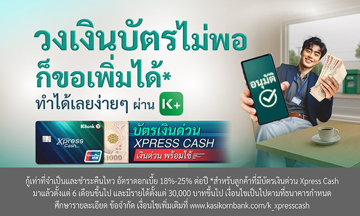 วงเงินบัตรเงินด่วนไม่พอใช้ ก็ขอเพิ่มได้ ทำง่ายๆ ผ่าน K PLUS*