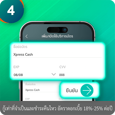 ขั้นตอนการสมัครบัตรกดเงินสด Xpress Cash Step 4 : สรุปวงเงินเบื้องต้นและอัปโหลดเอกสาร