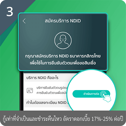 วิธีสมัครสินเชื่อ ขั้นตอนที่ 3 : กรอกข้อมูล และสมัครบริการ NDID ยื่นยันตัวตน**