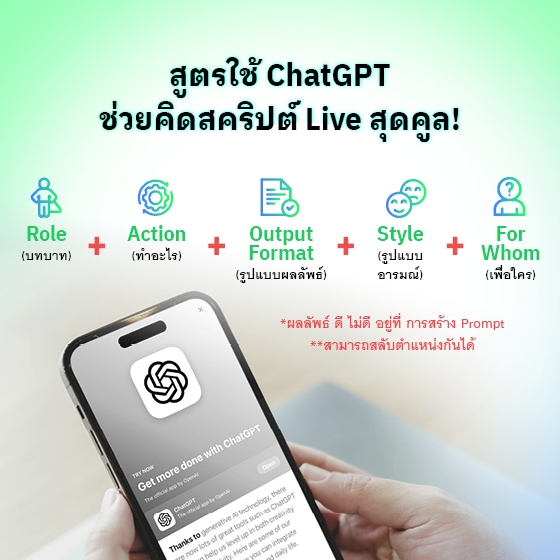 สูตรใช้ ChatGPT ช่วยคิดสคริปต์ Live สุดคูล