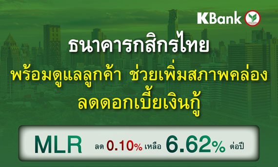 ธนาคารกสิกรไทยขานรับมติกนง. ปรับลดดอกเบี้ยเงินกู้สูงสุด 0.25% มีผล 22 ธ.ค. 2568 